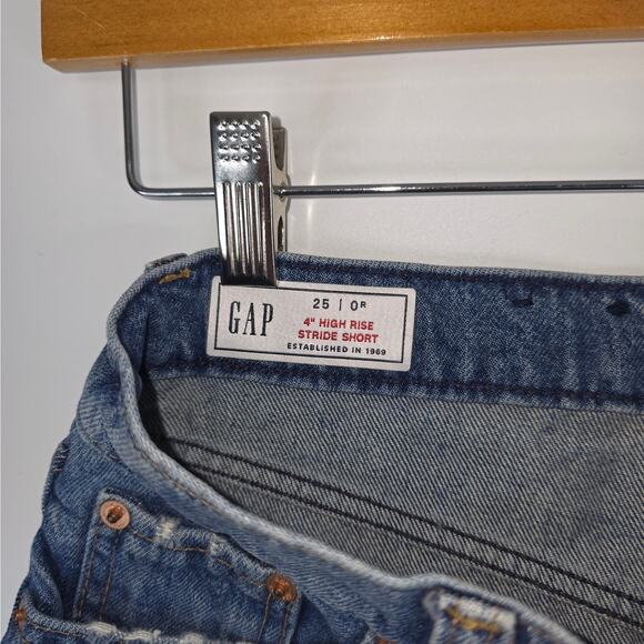 Gap Shorts Womens 0R 25 (29x4) Blue High Rise Stride Short Dark Wash Denim - Picture 3 of 9